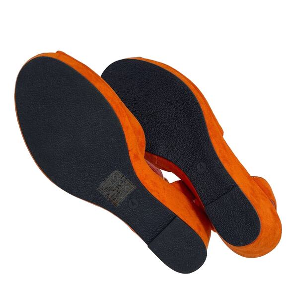 Lulu Hun London Vegan Suede Retro Wedge Sandals Size UK 4.5 US 6.5 - Picture 9 of 10